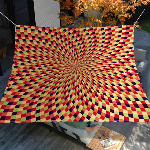 Treer Sonnensegel Rechteckig Wasserdicht, 3D Abstrakt Druck PES Sonnenschutz Strand Markise Reißfest Wetterfest UV-Schut für Garten Balkon Terrasse (Orange Gelb,200x240cm) von Treer