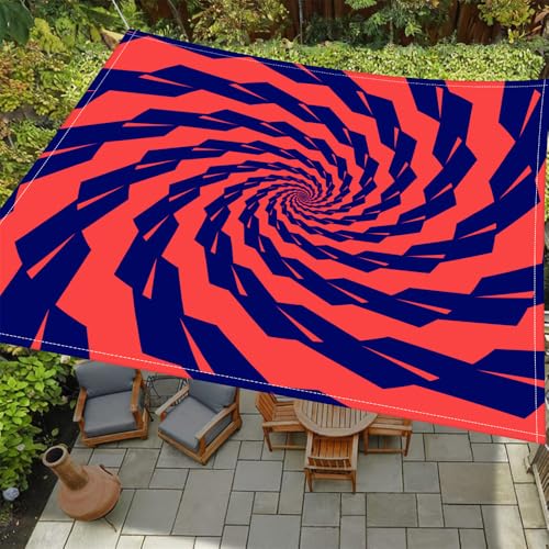 Treer Sonnensegel Rechteckig Wasserdicht, 3D Abstrakt Druck PES Sonnenschutz Strand Markise Reißfest Wetterfest UV-Schut für Garten Balkon Terrasse (Rot Blau,200x200cm) von Treer