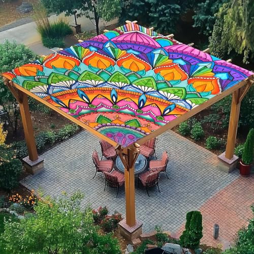 Treer Sonnensegel Rechteckig Wasserdicht, Boho Mandala PES Sonnenschutz Strand Markise Reißfest Wetterfest UV-Schut für Garten Balkon Terrasse (Orange,200x240cm) von Treer