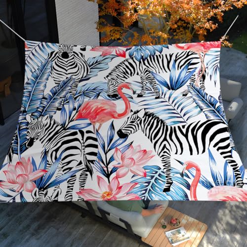 Treer Sonnensegel Rechteckig Wasserdicht, Pflanzen Drucken PES Sonnenschutz Strand Markise Reißfest Wetterfest UV-Schut für Garten Balkon Terrasse (Zebra,150x150cm) von Treer
