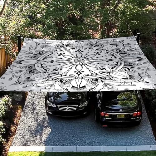 Treer Sonnensegel Rechteckig wasserdichte, 3D Retro Exotisches Muster Polyester Strandzelt mit 4 Seilen, Sonnenschutz im Außenbereich für Garten, Terrasse, Balkon, Strand (Weiß,2x2.4m) von Treer