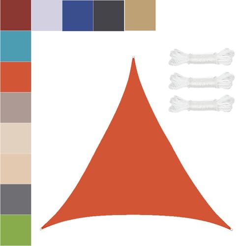 Treer Sonnensegel Wasserdicht Dreieck 2/3/4/5m inkl 3 Seil, Polyester OutdoorSonnenschutz Markise Reißfest Wetterfest mit Ösen 95% UV-Schut für Balkon Garten Terrasse (Orange,3x4x5m) von Treer