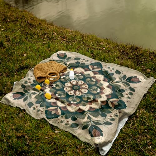 Treer Stranddecke Groß Strandmatte Campingdecke, Outdoor Picknickdecke Stranddecke, Picknickmatte Ultraleicht & Kompakt für Strand, Camping, Wandern, Picknick, Reisen (200x200cm,Modestil) von Treer