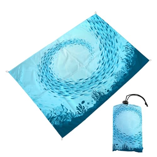 Treer Stranddecke Sandfrei Groß, Campingdecke Outdoor Picknickdecke Strand Sandfreie Strandmatte Sandfeste Stranddecke Ultraleicht & Kompakt für den Campen (180 * 200cm,Meer 7) von Treer