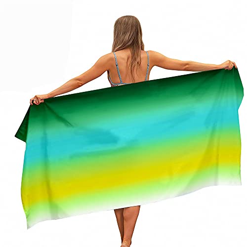 Treer Strandtuch, Farbverlaufs Stil Mikrofaser Handtuch, Strandtuch XXL/XL, Ultra Leicht Tragbares Sandfreies Schnelltrocknendes Handtuch, Perfekt für Strand Sport Sauna (180x150cm,Grüner Farbverlauf) von Treer