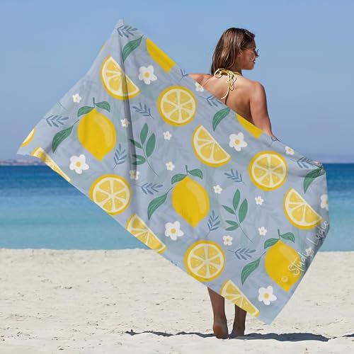 Treer Strandtuch, Obst-Serie Mikrofaser Handtuch, Strandtuch XXL, Ultra Leicht Tragbares Sandfreies Schnelltrocknendes Handtuch, Perfekt für den Strand Sport Sauna (Frangipani,180x90cm) von Treer