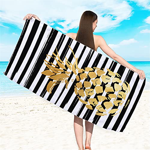 Treer Strandtuch Mikrofaser Schnell Trocknende, Weich & Saugfähig Groß Badetuch Leichte Stranddecke Kinder und Erwachsene Handtücher für Strand Pool Camp (70x150cm,Goldene Ananas) von Treer