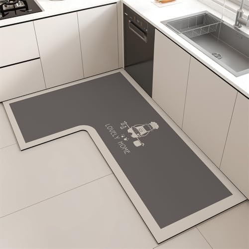 Treer Teppich Läufer Küche Flur Lang rutschfest Eingangstürmatte, L-förmig Küchenläufer Waschbar Korridor Flurteppich Teppichläufer für Eingang Flur Schlafzimmer (Zeichentrickfilm 3,100 * 150 * 45cm) von Treer
