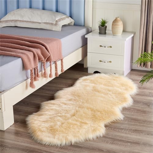 Treer Teppich Wohnzimmer Irregulär Kurzflor Moderne Tie-dye Waschbarer Schlafzimmer rutschfest Flauschig Weicher Wohnztimmerteppich fürs Schlafzimmer Kinderzimmer Geeignet (60x220cm,Beige) von Treer