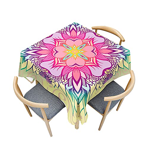 Treer Tischdecke Abwaschbar, Mandala-Stil Tischdecke Polyester Haben Lotuseffekt, Abwischbare Tischdecke für Küchendekoration, Eckig Tablecloth Picknick im Freien (60x60cm,Farbverlauf lila) von Treer
