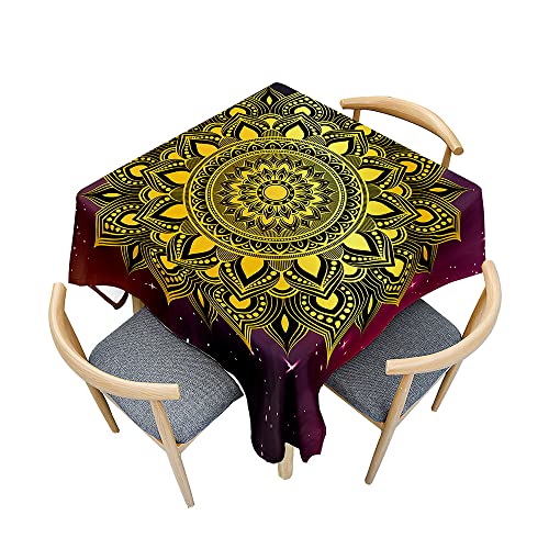 Treer Tischdecke Abwaschbar, Mandala-Stil Tischdecke Polyester Haben Lotuseffekt, Abwischbare Tischdecke für Küchendekoration, Eckig Tablecloth Picknick im Freien (90x90cm,Mandala) von Treer
