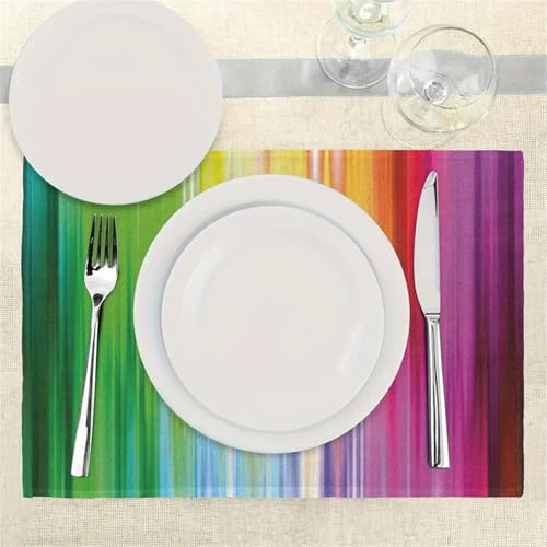 Treer Tischsets Abwaschbar 2/4/6/8er Set, Tischsets Platzsets Rutschfest Platzset 30x45cm Platzdeckchen Platzsets Tischdeko Esstisch Deko für Küche Party Hotel, Holzbrett Regenbogen (Graffiti,4 Stück) von Treer