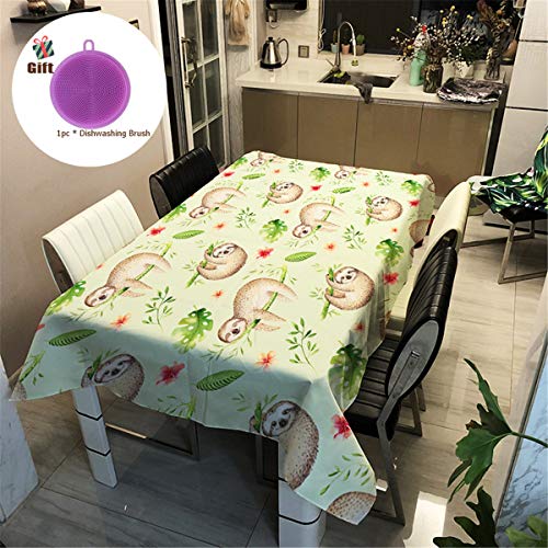 Treer Tischtuch Pflegeleicht, 3D Polyester wasserdichte Rechteckige Tischdecke Abwaschbar Pflegeleicht Eckig Halloween Schmutzabweisend Lotuseffekt Effekt (100x140cm,Faultier) von Treer