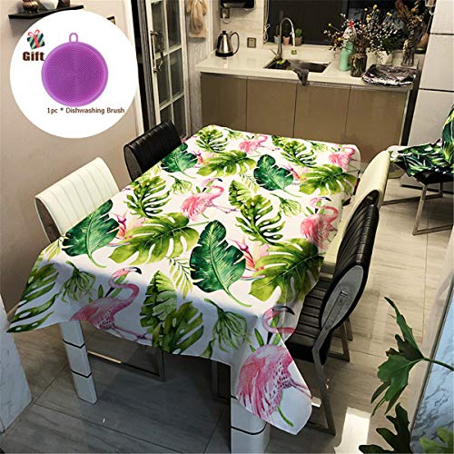 Treer Tischtuch Pflegeleicht, 3D Polyester wasserdichte Rechteckige Tischdecke Abwaschbar Pflegeleicht Eckig Halloween Schmutzabweisend Lotuseffekt Effekt (100x140cm,Flamingo) von Treer