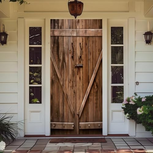 Treer Türabdeckung Outdoor Dekoration, Party Tür Banner Deko Türverkleidung Hintergrund Deko für Innen Draußen, Halloween, Weihnachts, Geburtstags, Hochzeit (Holzbrett 27,90 * 210cm) von Treer