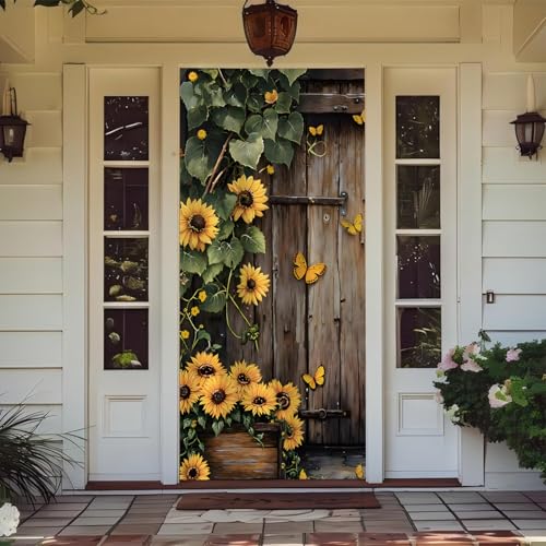 Treer Türabdeckung Outdoor Dekoration, Party Tür Banner Deko Türverkleidung Hintergrund Deko für Innen draußen, Halloween, Weihnachts, Geburtstags, Hochzeit (Holzbrett 15,90 * 210cm) von Treer