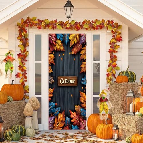 Treer Türabdeckung Outdoor Dekoration, Party Tür Banner Deko Türverkleidung Hintergrund Deko für Innen draußen, Halloween, Weihnachts, Geburtstags, Hochzeit (Kürbis 2,90 * 210cm) von Treer