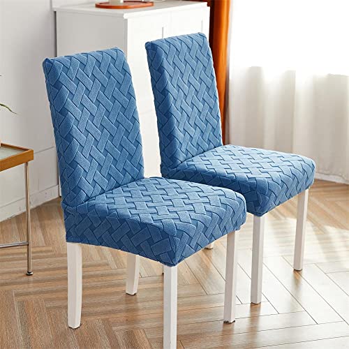 Treer Universal Einfarbig Stuhlhussen Set Stuhlbezug Sitz Stretch Beschützer, Jacquard Plüsch Abnehmbare Stretch Stuhlhussen Für Stuhl Esszimmer Party Bankett Stuhldekoration (Navy Blau,1 Stück) von Treer