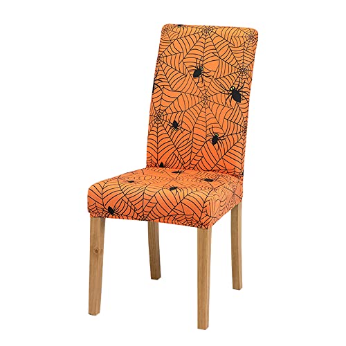 Treer Universal Halloween Stuhlhussen Set Stuhlbezug Sitz Stretch Beschützer, Abnehmbare Waschbar Stretch Stuhlhussen Für Stuhl Esszimmer Party Bankett Stuhldekoration (Spinne,4 Stück) von Treer