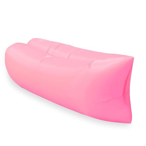 Treer Volltonfarbe Aufblasbares Sofa, Tragbares Wasserdichtes Luftsofa, Faltbare Outdoor Air Lounger, Aufblasbar Luft Sofa für Garten Seeufer Strand Reisen Camping Musikfestivals (Hellrosa) von Treer