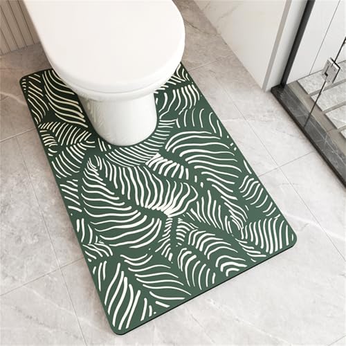 Treer WC-Vorleger U-förmig Badematte Teppich, Kieselgur Badteppiche für Badezimmer Toilette Saugfähig Schnelltrocknend rutschfest Weich WC Teppich mit Ausschnitt -Minimalismus (Grünes Blatt,55x90cm) Treer WC-Vorleger U-förmig Badematte Teppich, Kieselgur Badteppiche für Badezimmer Toilette Saugfähig Schnelltrocknend rutschfest Weich WC Teppich mit Ausschnitt -Minimalismus (Grünes Blatt,55x90cm) von Treer