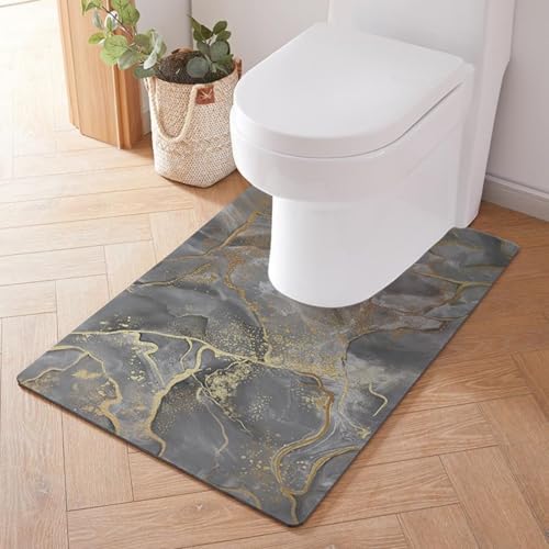 Treer WC-Vorleger mit Ausschnitt, Toiletten Vorleger für Stand Kieselgur WC U-förmig Badematte Teppich rutschfest Weich Waschbar für Freistehende Toiletten (55 * 60cm,Grauer Treibsand) von Treer
