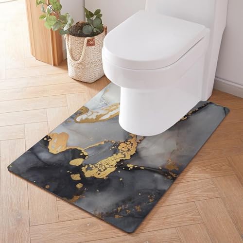 Treer WC-Vorleger mit Ausschnitt, Toiletten Vorleger für Stand Kieselgur WC U-förmig Badematte Teppich rutschfest Weich Waschbar für Freistehende Toiletten (55 * 60cm,Schwarzer Treibsand) von Treer