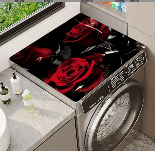 Treer Waschmaschinen Auflage Waschmaschinenauflage rutschfest Saugfähig Staubschutz Waschmaschinenabdeckung für Trockner, Kühlschrank Küchen (60x60cm,Schwarz) von Treer