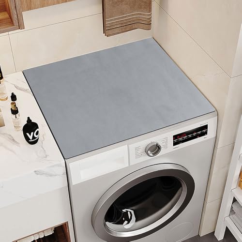 Treer Waschmaschinen Auflage Waschmaschinenauflage rutschfest, Saugfähig Staubschutz Waschmaschinenabdeckung für Trockner Kühlschrank Küchen (Hellgrau,55X60cm) von Treer