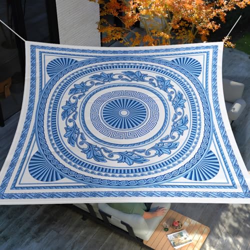 Treer wasserdichte Sonnensegel Rechteckig Mehrfarbiges Mandala Sonnensegel Balkon Sonnenschutz Wetterfest UV Schutz Schattennetz Strandzelt mit Ösen für Garten Terrasse Camping (Stil 8,2x2.4m) von Treer