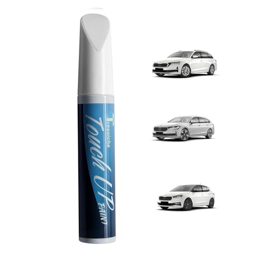 Treesiche Autolack Lackstift für Skoda, Auto Reparatur Lack Auto Pinsel, 2-in-1 Autolack Kratzer Reparaturstift, Auto Kratzer Reparatur Stift für Renault Zubehör, Candy Weiß (LF9E/9P) von Treesiche