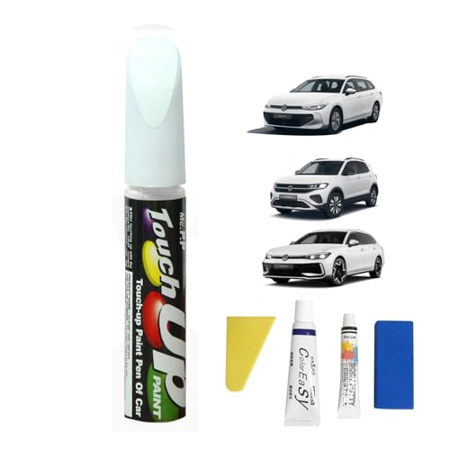 Treesiche Autolack Lackstift für Volkswagen, Kratzer Reparatur für Auto 2-in-1 Autolack Kratzer Reparaturstift, Auto Kratzer Reparatur Stift, Weiß (LC9A/0Q) von Treesiche