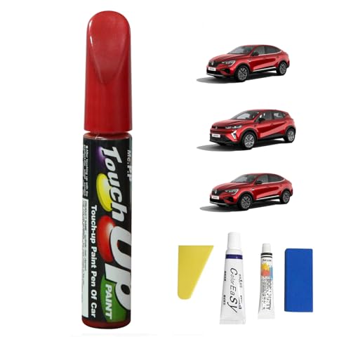 Treesiche Lackstift Auto für Renault, Autolack Lackstift für Renault, Lack Reparatur Kit Lackierstift und Pinsel 2 in 1, Auto Kratzer Reparatur Stift für Renault, DeZir-Rot (NNP) von Treesiche