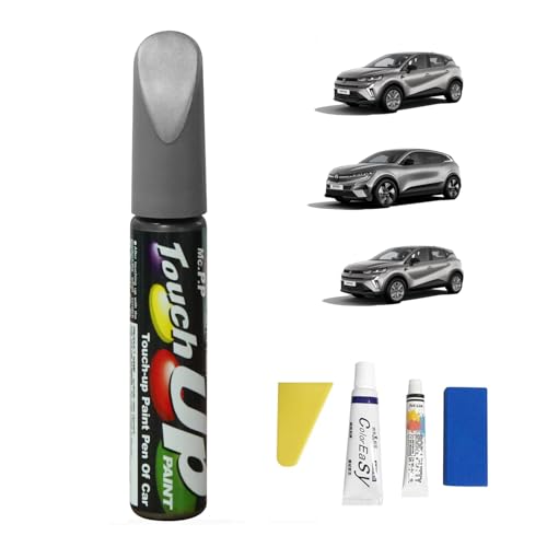 Treesiche Lackstift Auto für Renault, Lack Reparatur Kit Lackierstift und Pinsel 2 in 1, Auto Kratzer Reparatur Stift, Schnelle & Einfache Wartungslösungen, Stahl-Grau (KNG) von Treesiche