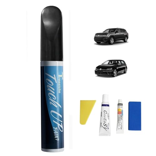 Treesiche Lackstift Autolack Reparaturset für Volkswagen, Lack Reparatur Kit Lackierstift und Pinsel 2 in 1, Auto Kratzer Reparatur Stift für Renault, Deep Black Pearl (LC9X/2T) von Treesiche