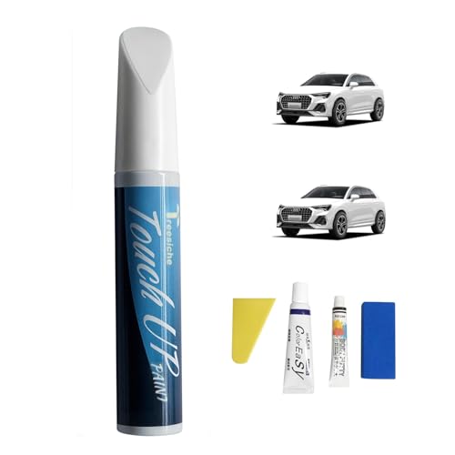 Treesiche Lackstift für Audi, Lack Reparatur Kit Lackierstift und Pinsel 2 in 1, Schnelles und Einfaches Ausbessern von Autokratzern, Gletscher Weiß Metallic (LS9R/2Y) von Treesiche