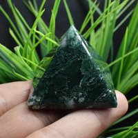 Poliert Natur Grün Moos Achat Quarz Kristall Pyramide Turm Punkt, Reiki Energie Generator Chakra Steine Heilung Jade Jaspis B1251 von TreestonesByLunas