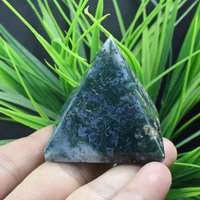 Poliert Natur Grün Moos Achat Quarz Kristall Pyramide Turm Punkt, Reiki Energie Generator Chakra Steine Heilung Jade Jaspis B1257 von TreestonesByLunas