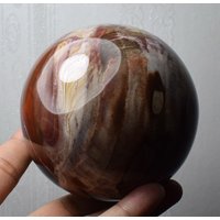 Rote Polierte Versteinerte Holz Quarz Kugel, Fossile Holz Kugel, Jahrestag Geschenk P007 von TreestonesByLunas