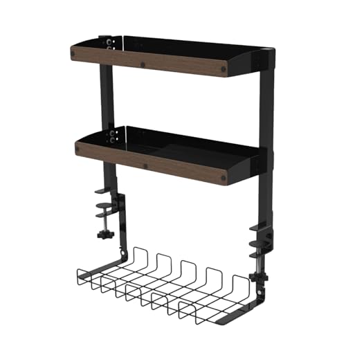 Kabelmanagement-Tablett mit 2-lagiges Lagerregal, Kabelmanagement unter dem Schreibtisch, ohne Bohren, Kabelablage mit Klemme für Schreibtisch-Kabelmanagement,Büro Schreibtisch kabelwanne von Treesunshine