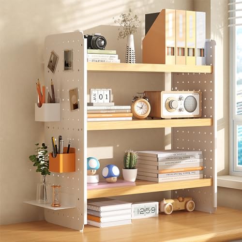 Treesunshine Desktop Bücherregal mit Stecktafel-Ablagen, Schreibtischregal DIY Tischregal, Büro-Aufbewahrungsregal, für Computertisch Multifunktion Desktop Organizer (3-Stufiges/40cm) von Treesunshine