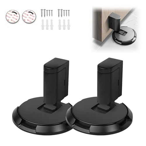Treesunshine Magnetischer Türstopper, Unsichtbarer verstellbarer Türstopper, 3M Doppelseitiges Selbstklebender Türstopper oder Bohrinstallation, Zinklegierung (2 Stück) von Treesunshine