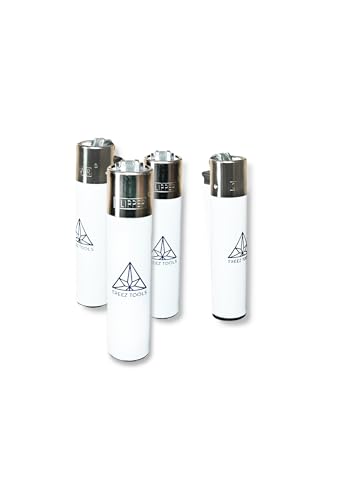 TREEZ TOOLS 3er Set Clipper Feuerzeug - Stilvolles Weiß und Blau, Nachfüllbar und Langlebig von Treez Tools