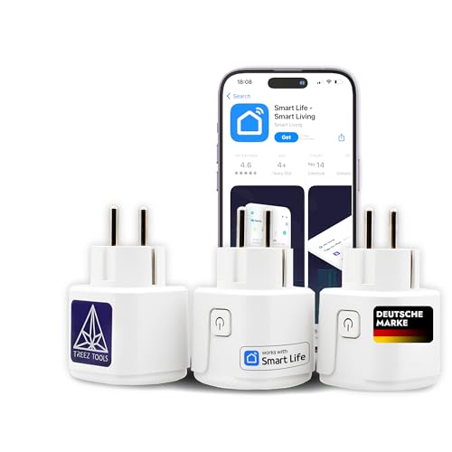 Treez Tools Smart Plug 3er Set – WLAN-Steckdose mit App-Steuerung, Energieüberwachung & Fernbedienung, Zeitschaltuhr Steckdose, Stromverbrauchsmesser für Smart Home & Grow, 3520W, 16A, Stromnutzung von Treez Tools