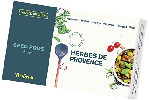 Tregren Set mit 6 Samen Kräuter der Provence für freistehende Zimmerbeete – Set mit 6 Kapseln bereit zum Anbau mit Samen von Rosmarin, Majoran, Thymian, Estragon, Oregano und Salbei. von Tregren