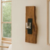 Wandkerzenhalter Aus Holz Eiche Mit Glas, Handmade Geschenke, Natürlicher Blickfang Für Gemütliche Wohnatmosphäre. Hygge Deko, Boho Wanddeko von Treibholzzauber79