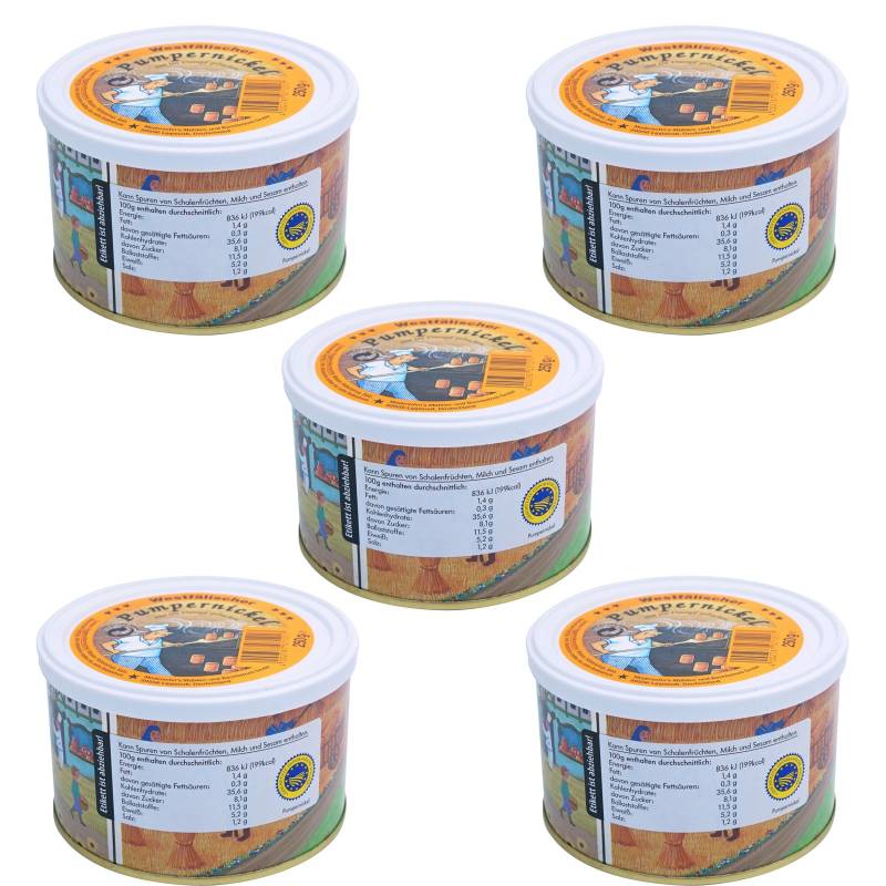 TREK'N EAT 5x Pumpernickel Dosen Brot Trekking Nahrung Essen Ration Vegan 250 g von Trek'n Eat