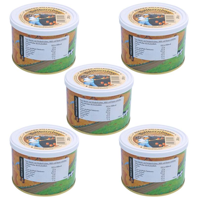 TREK'N EAT 5x Vollkornbrot Dosen Brot Trekking Nahrung Essen Ration Vegan 250 g von Trek'n Eat