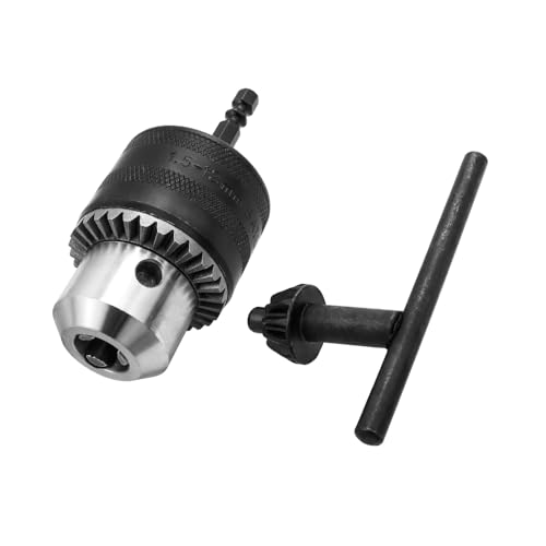 Treki 1,5-13 MM Schnellspannbohrfutter mit 6,35 MM Sechskantschaft Schnellwechsel Bohrfutter Adapter mit Spannschlüssel, Zahnkranzbohrfutter Bit Aufnahme für Schlagschrauber Akkuschrauber von Treki