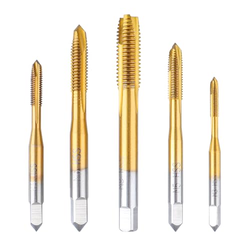 Treki 5 Stück Profi Gewindeschneider Bit Set M3 M4 M5 M6 M8 HSS Titan Gewindebohrer Bit Satz, Metric Gewinde Einschnittgewindebohrer Fertigschneider Maschinengewindebohrer Bit für Gewinde zu Schneiden Treki 5 Stück Profi Gewindeschneider Bit Set M3 M4 M5 M6 M8 HSS Titan Gewindebohrer Bit Satz, Metric Gewinde Einschnittgewindebohrer Fertigschneider Maschinengewindebohrer Bit für Gewinde zu Schneiden von Treki